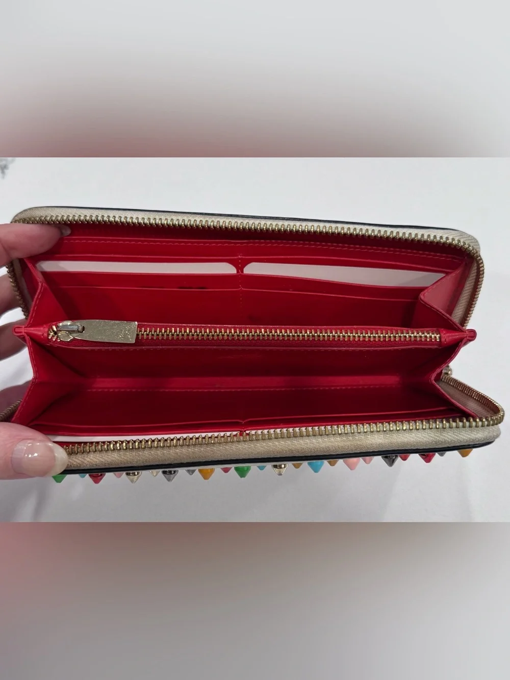 Christian Louboutin Panettone Wallet White Multicolor Studs w/COA